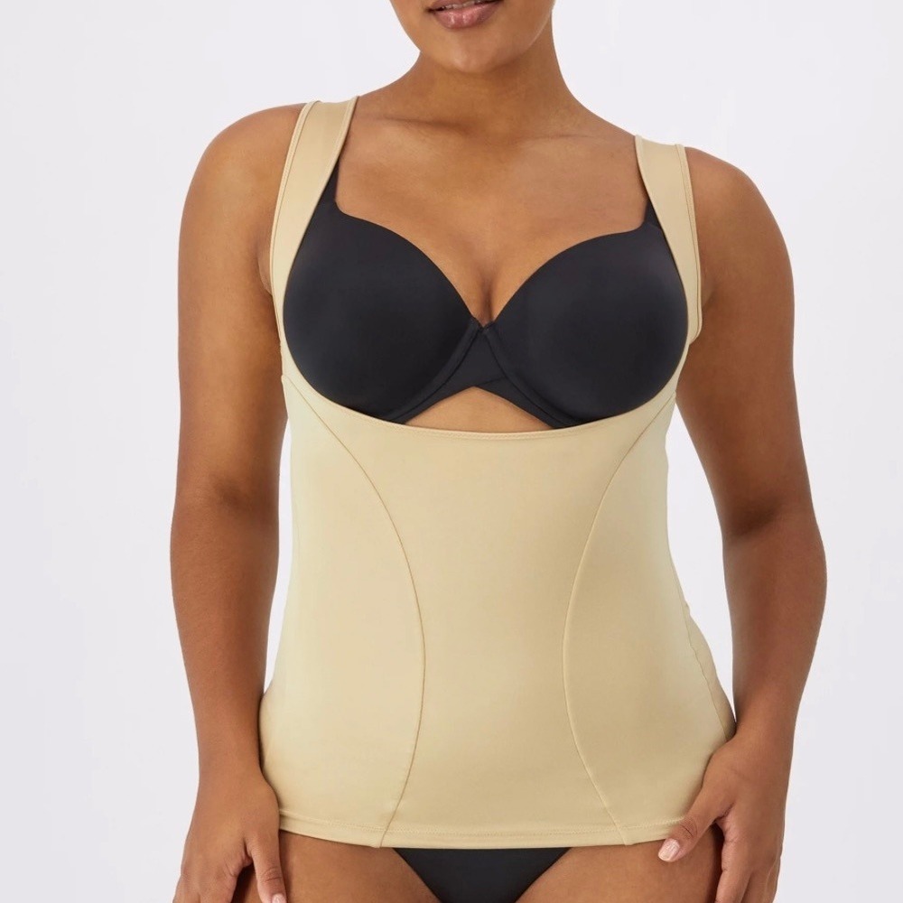 Maidenform Flexees Dream Shapewear Torsette XL Wear Your Own Bra WYOB Beige Tank